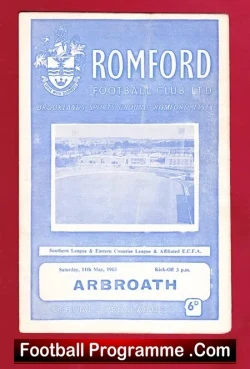 Romford v Arbroath 1963 - Friendly Match - football programme