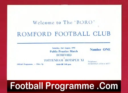 Romford v Tottenham 1975 – Public Practice Match
