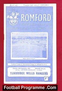 Romford v Tunbridge Wells 1963 - 16th September - football programme