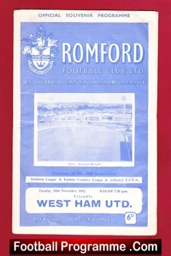 Romford v West Ham United 1962 - football programme