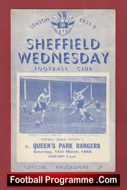 Sheffield Wednesday v QPR 1952 - football programme