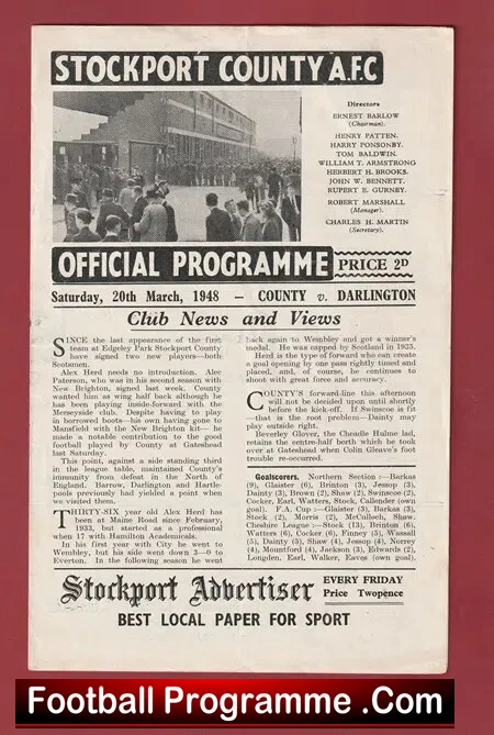 Stockport County v Darlington 1948