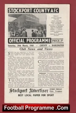 Stockport County v Darlington 1948 - football programme