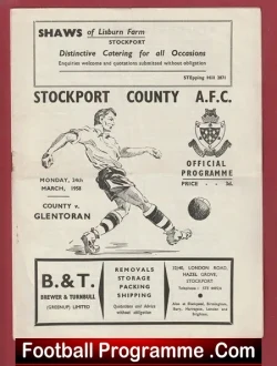 Stockport County v Glentoran 1958 - Ireland Team - Eire - football programme
