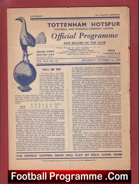 Tottenham Hotspur v Bradford City 1949 – to clear