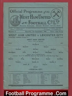 West Ham United v Leicester City 1946 - football programme