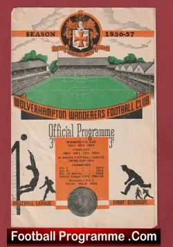 Wolves Wolverhampton v Manchester United 1957 - 1950's v Man Utd - football programme
