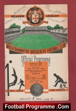 Wolves Wolverhampton v Manchester United 1957 - 1950's v Man Utd - football programme