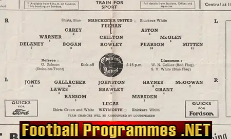 Manchester United v Weymouth 1950 - Man Utd 50's