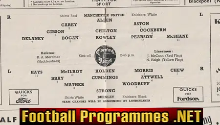 Manchester United v Burnley 1950 - Man Utd 1950's
