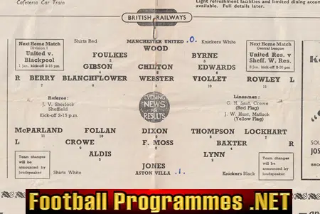 Manchester United v Aston Villa 1954 - Man Utd 1950s Programme