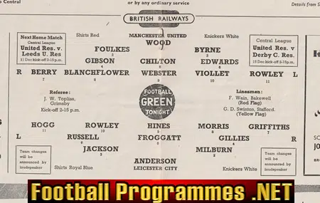 Manchester United v Leicester City 1954 - Man Utd 1950s