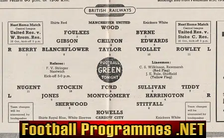 Manchester United v Cardiff City 1954 - Man Utd 1950s