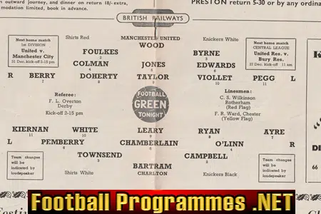 Manchester United v Charlton Athletic 1955 - 1950's Man Utd