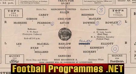 Manchester United v WBA 1951 - Man Utd 1950's Programme