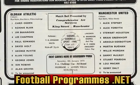 Oldham Athletic v Manchester United 1974 - 2nd Division Season