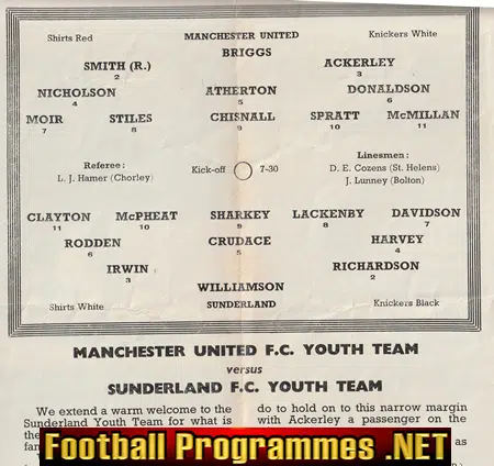 Manchester United v Sunderland 1960 - FA Youth Cup - Man Utd