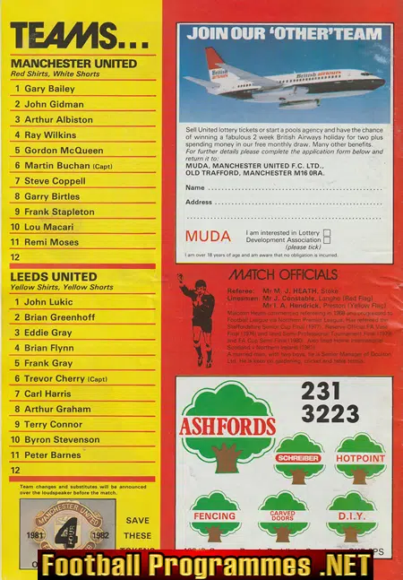 Manchester United v Leeds United 1981 - Man Utd