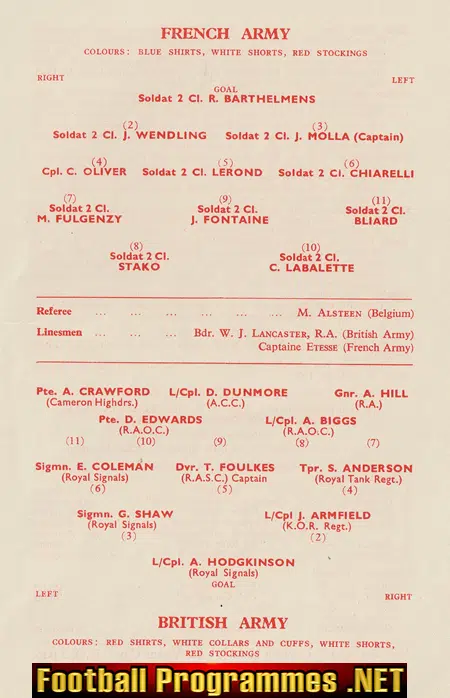 Army v French Army 1956 - Kentish Cup - Busby Babes