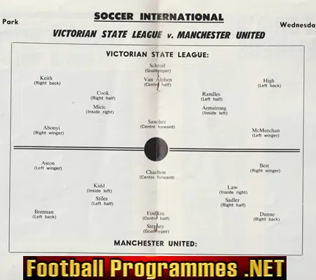 Australia Tour Victorian State League v Manchester United 1967
