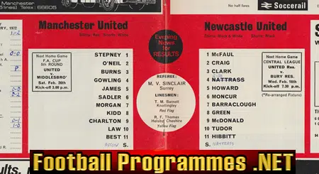 Manchester United v Newcastle United 1972