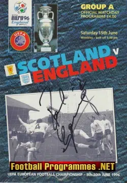 England v Scotland 1996 - Euro 96 SIGNED Gazza Paul Gascoigne