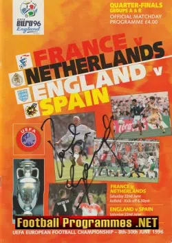 England v Spain 1996 - Euro 96 SIGNED Gazza Paul Gascoigne