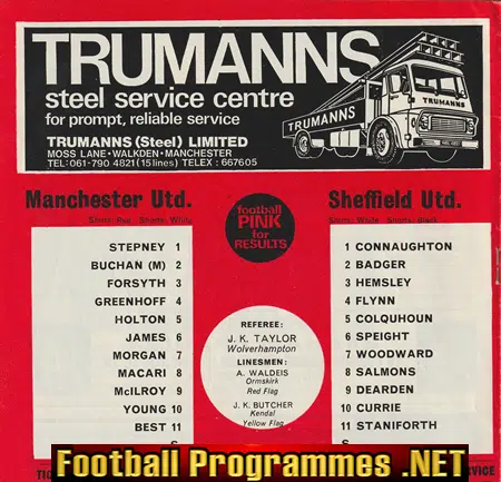 Manchester United v Sheffield United 1973