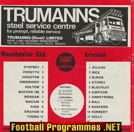 Manchester United v Arsenal 1974