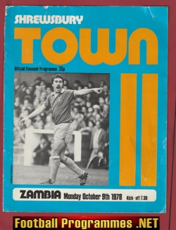 Shrewsbury Town v Zambia 1978 – Bobby Charlton Last Ever