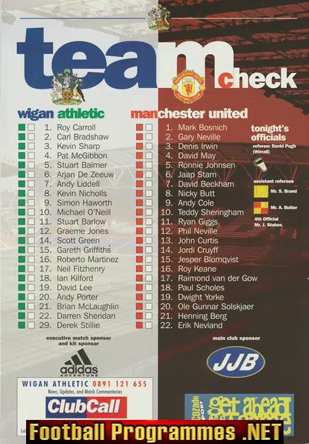 Wigan Athletic v Manchester United 1999 - Opening New Stadium