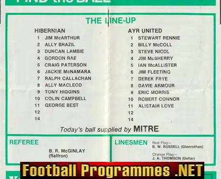 Hibernian Hibs v Ayr United 1980 - + George Best