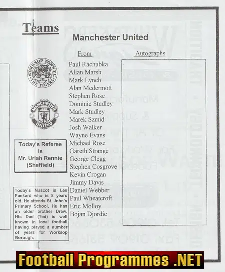 Worksop Town v Manchester United 1999 - Man Utd