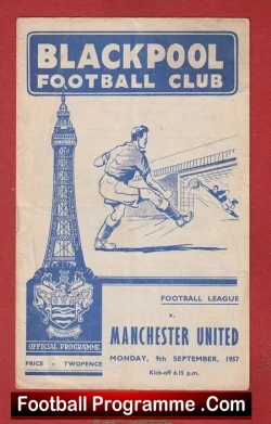 Blackpool v Manchester United 1957 - Munich Air Disaster Season - football programme