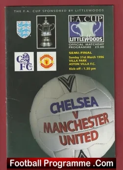 Chelsea v Manchester United 1995 - Semi Final at Villa - football programme