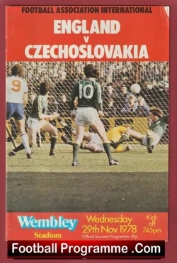 England v Czechoslovakia 1978 – Plus Czech Full Team AUTOGRAPHED
