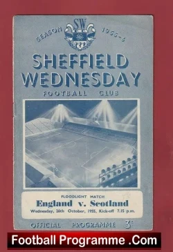 England v Scotland 1955 - Sheffield Wednesday Friendly Match - football programme