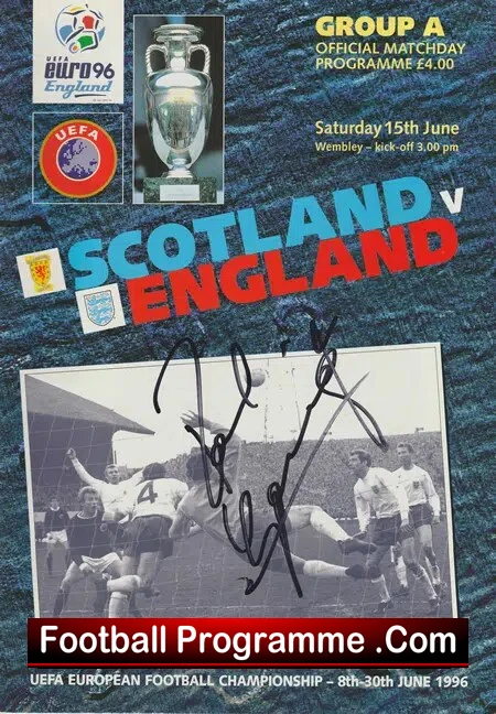 England v Scotland 1996 – Euro 96 SIGNED Gazza Paul Gascoigne