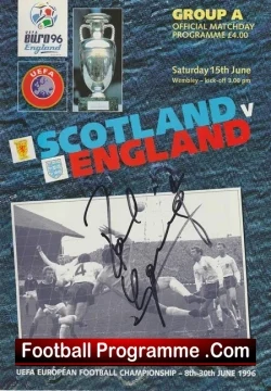 England v Scotland 1996 – Euro 96 SIGNED Gazza Paul Gascoigne