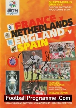 England v Spain 1996 – Euro 96 SIGNED Gazza Paul Gascoigne