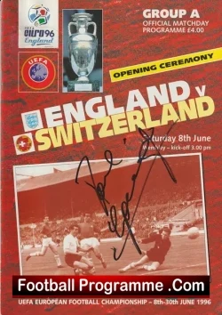 England v Switzerland 1996 – Euro 96 SIGNED Gazza Paul Gascoigne