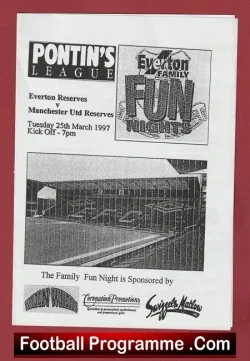 Everton v Manchester United 1997 - Man Utd Reserves - football programme