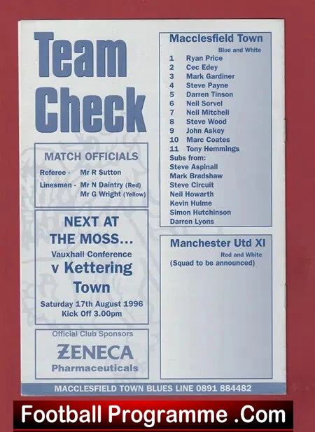 Macclesfield Town v Manchester United 1996 - Friendly Match