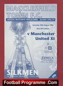 Macclesfield Town v Manchester United 1996 - Friendly Match - football programme