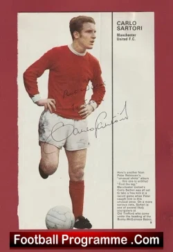 Manchester United Carlo Sartori Autograph Signed Pic + Letter