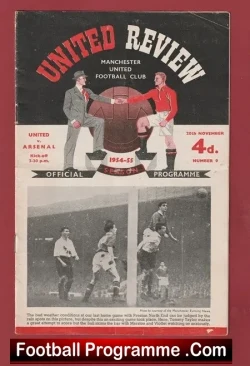 Manchester United v Arsenal 1954 - 1950's Man Utd Albert Scanlon - football programme