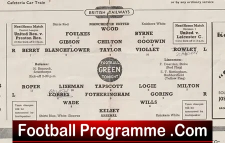 Manchester United v Arsenal 1954 - Man Utd 1950s Fred Goodwin