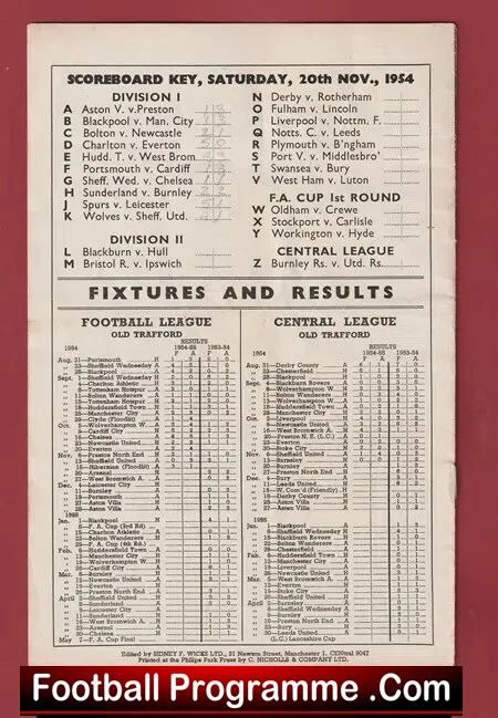 Manchester United v Arsenal 1954 - Man Utd 1950s Fred Goodwin