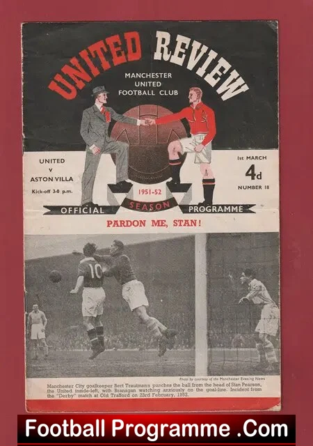 Manchester United v Aston Villa 1952 – Man Utd 50’s