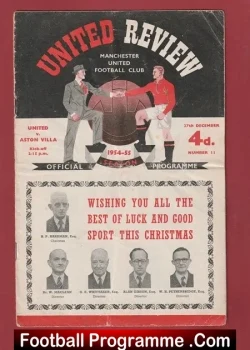 Manchester United v Aston Villa 1954 – Man Utd 1950s Programme